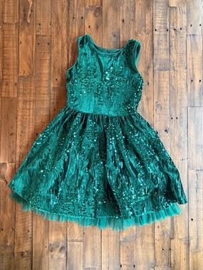 Rare Editions Emerald Green Sequin Party Dress Girls 12 Holiday Formal